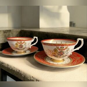 Royal Collection Queen Elizabeth II 60th Anniv. Coronation 2 Sets Cup & Saucer